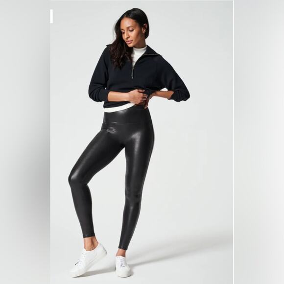 Spanx Faux Leather Leggings Black Size Medium - Picture 1 of 11